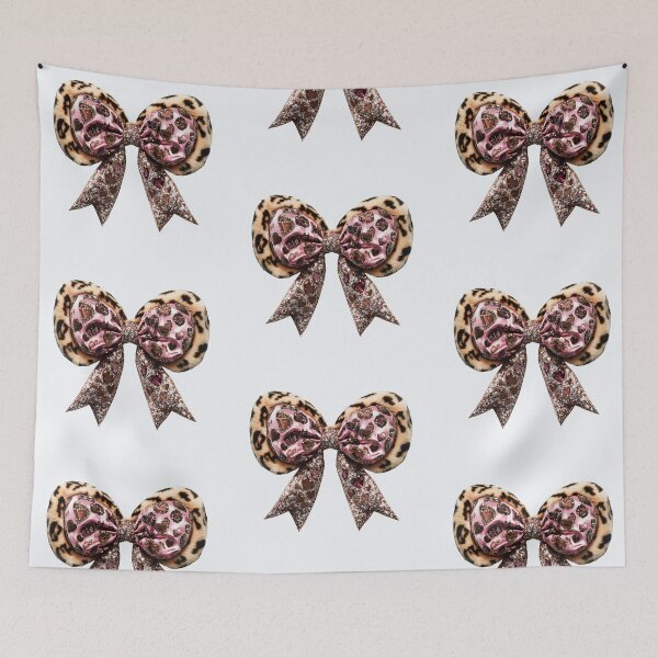 Item preview, Bejeweled Cheetah Bow – Pink Silver Glam Animal Print designed and sold by EmeraldeaArt.