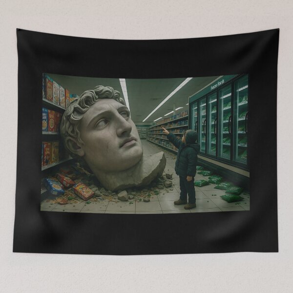 Item preview, Surreal Supermarket Statues: Ancient Head, Modern Aisle designed and sold by Alan Javier Cordoba Espinosa.