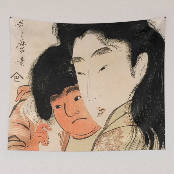 Item preview, Yama-uba and Kintaro – Vintage Japanese Ukiyo-e Art by Utamaro designed and sold by EmeraldeaArt.