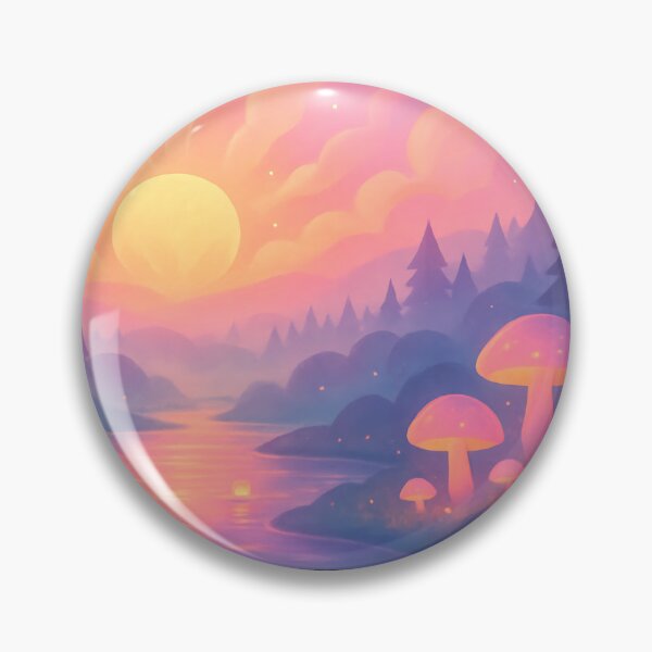Item preview, Dreamy Sunset Landscape: Vibrant Pink Purple Mushrooms designed and sold by Alan Javier Cordoba Espinosa.