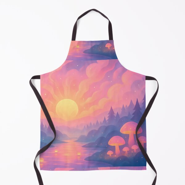 Item preview, Dreamy Sunset Landscape: Vibrant Pink Purple Mushrooms designed and sold by Alan Javier Cordoba Espinosa.