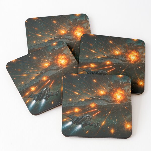 Item preview, Cosmic Battle Scene: Bright Lasers and Orange Bursts designed and sold by Alan Javier Cordoba Espinosa.