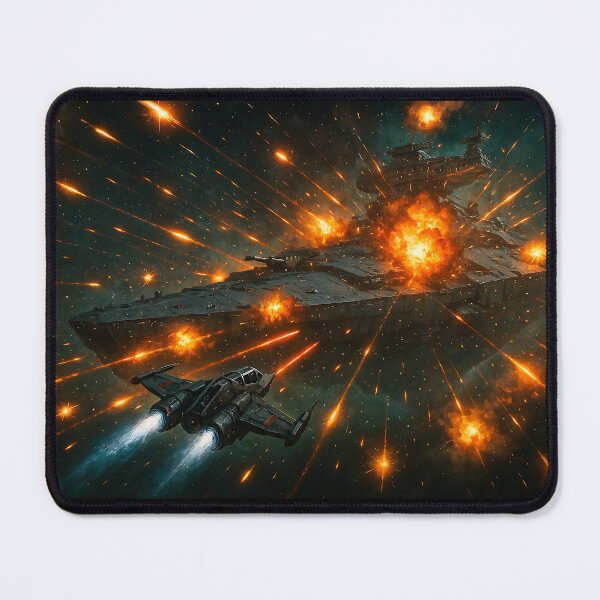 Item preview, Cosmic Battle Scene: Bright Lasers and Orange Bursts designed and sold by Alan Javier Cordoba Espinosa.