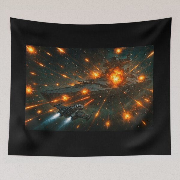 Item preview, Cosmic Battle Scene: Bright Lasers and Orange Bursts designed and sold by Alan Javier Cordoba Espinosa.