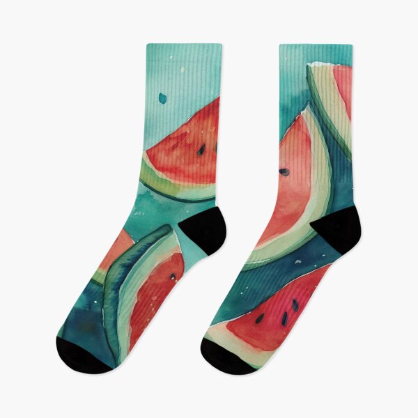 Item preview, Cool watermelon pattern,  watercolor watermelon, summer watermelon fruit,  red and green watermelon slices designed and sold by navitalidesign.