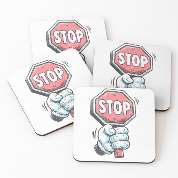 Item preview, STOP Hand – striking protest sign with red stop sign and stylized hand designed and sold by VariousGoodies.