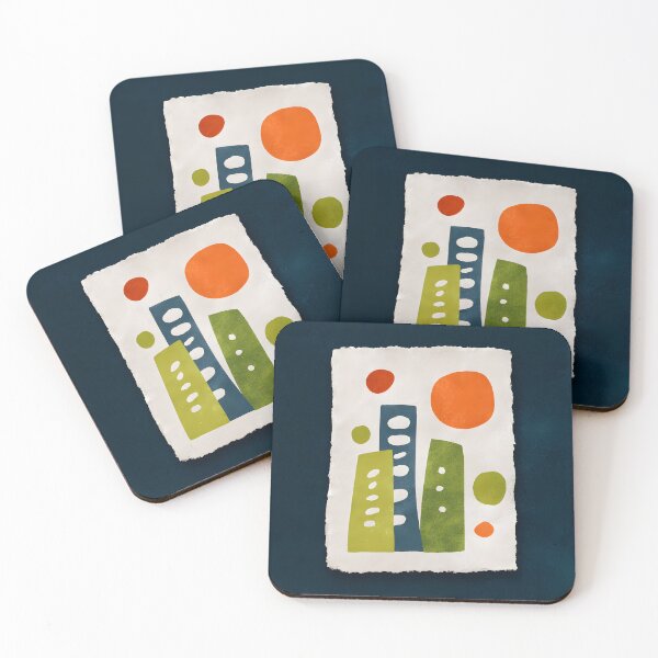 Item preview, Energize Urban Vibes - Vibrant Geometric Cityscape in Bold Orange, Green, and Blue designed and sold by OlfactoART Studio.