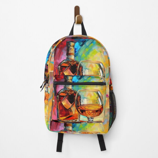 Item preview, Celebrate Sophisticated Enjoyment - Bottle and Glass of Brandy Amid Swirling Vibrant Hues designed and sold by OlfactoART Studio.