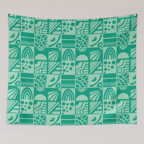 Item preview, Geometric Cheater Quilt in Green on Green designed and sold by Lynne Adams.