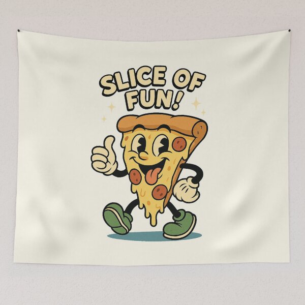 Item preview, Slice of Fun – Playful Retro Pizza Cartoon designed and sold by HoopeStylee.