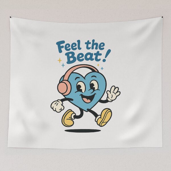 Item preview, Feel the Beat – Joyful Retro Blue Heart designed and sold by HoopeStylee.