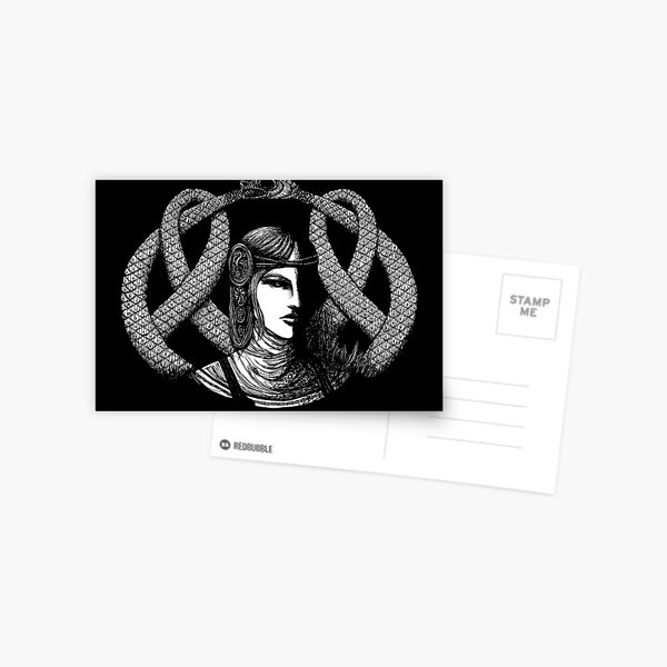 Hel in Black Portrait · White Print for Dark Background Postcard