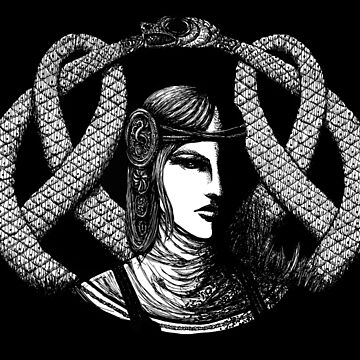 Artwork thumbnail, Hel in Black Portrait · White Print for Dark Background by Sirielle Art