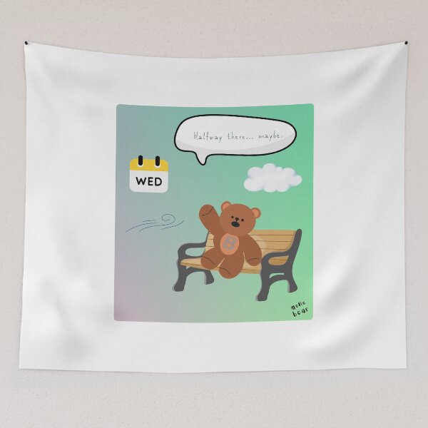 Item preview,  Halfway There… Maybe | Mono Bear Weekly Mood Series ( Gradation Square Background )  designed and sold by mintmono-studio.