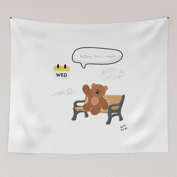 Item preview, Halfway There… Maybe | Mono Bear Weekly Mood Series ( White / Transparent Background ) ) designed and sold by mintmono-studio.