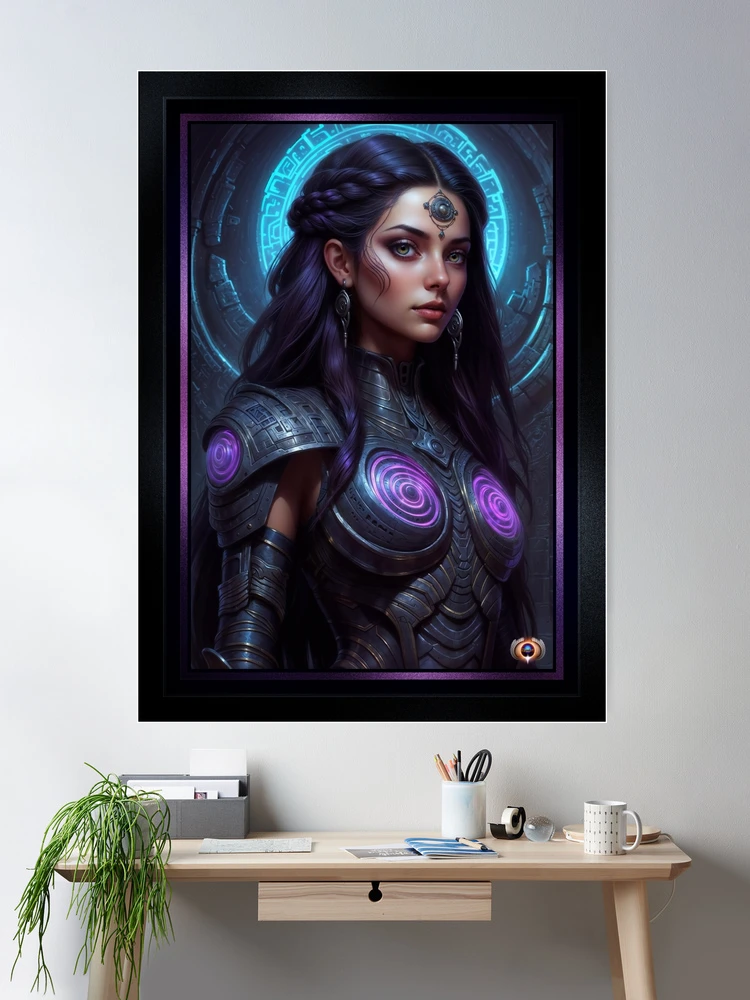 Trellia Valerius, Guardian Of The Eternal Sanctum Of Aerilon AI Concept Art by Xzendor7 | Her Alluring Enchanting Gaze 2 Trellia Valerius, Guardian Of The Eternal Sanctum Of Aerilon Mesmerizing AI Concept Art by Xzendor7 Room Decor Poster Art Print