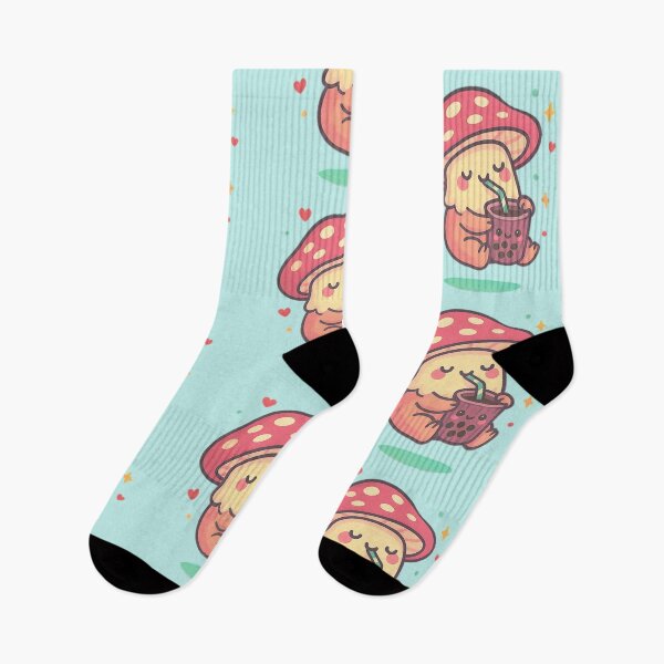 Item preview, KAWAII MUSHROOM SIPPING BOBA BUBBLE TEA, AI designed and sold by davidjulie.