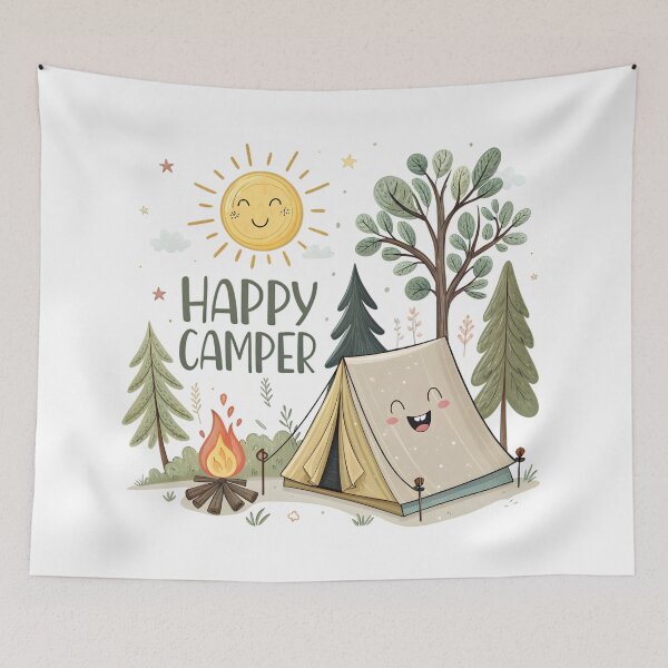 Item preview, happy camper happy tent designed and sold by GogoGrove.