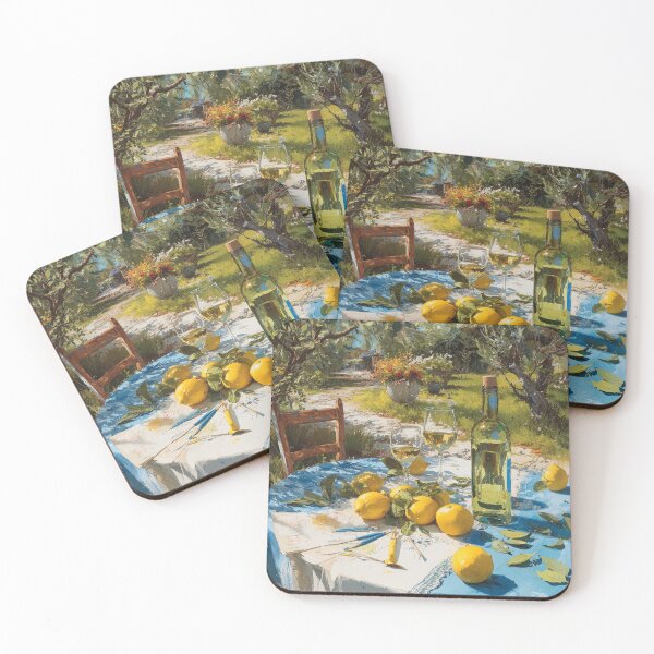 Item preview, Summer Table with Family Watercolor Print – Mediterranean Lemon Art, Rustic Kitchen Wall Decor, Olive Tree Countryside Poster designed and sold by LastOneArtOff.