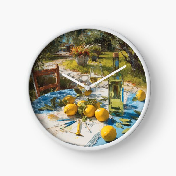 Item preview, Summer Table with Family Watercolor Print – Mediterranean Lemon Art, Rustic Kitchen Wall Decor, Olive Tree Countryside Poster designed and sold by LastOneArtOff.