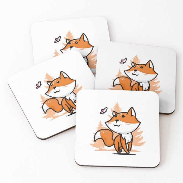Item preview, cute red fox with butterfly designed and sold by yuki-hana.