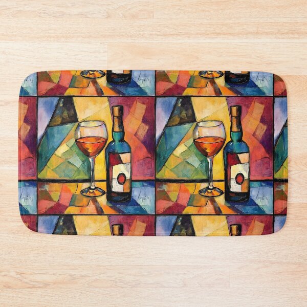 Item preview, Celebrate Wine in Abstract Motion - Bold Geometric Wine Glass and Bottle Amid Dynamic Colors designed and sold by OlfactoART Studio.