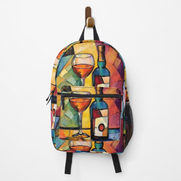 Item preview, Celebrate Wine in Abstract Motion - Bold Geometric Wine Glass and Bottle Amid Dynamic Colors designed and sold by OlfactoART Studio.