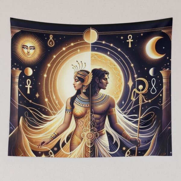 Item preview, Hathor and Osiris | Divine Feminine and Sacred Masculine Egyptian God and Goddess Art designed and sold by AnalajiaDesigns.