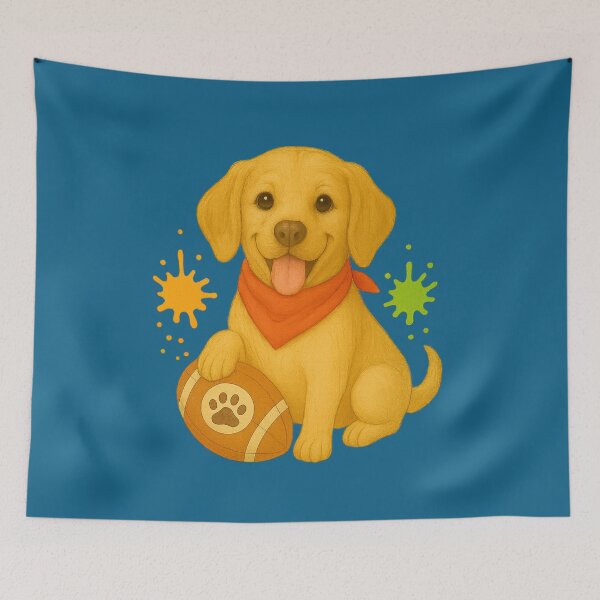 Item preview, Happy Labrador with Ball and Handkerchief designed and sold by Idelab-11.
