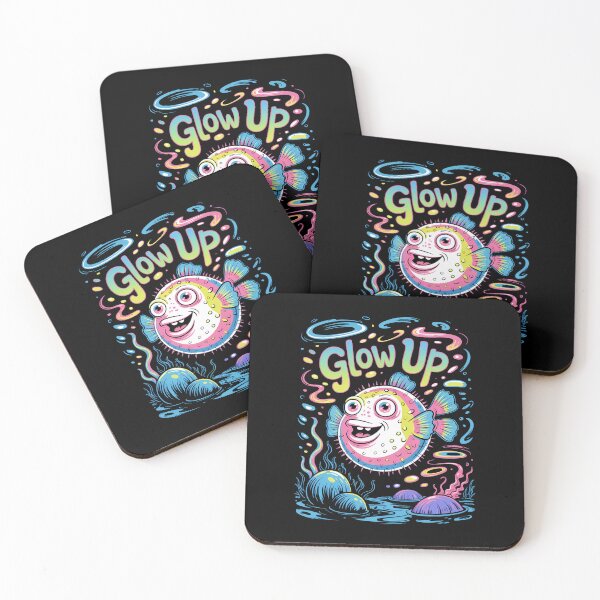 Item preview, Glow Up Smiling Neon Pufferfish designed and sold by Taans-Creation.