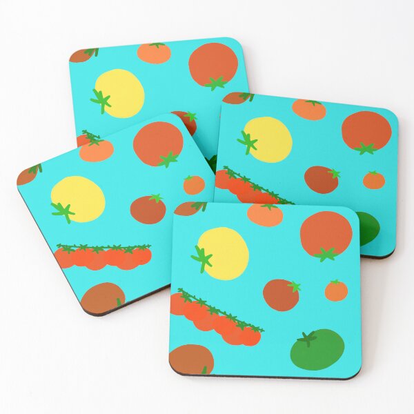 Item preview, Colorful Garden Tomatoes On Light Turquoise Blue Green Teal designed and sold by MBeesShop.