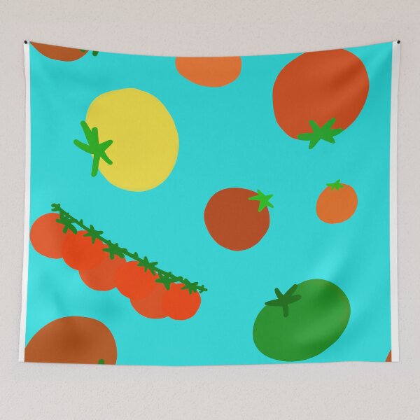 Item preview, Colorful Garden Tomatoes On Light Turquoise Blue Green Teal designed and sold by MBeesShop.