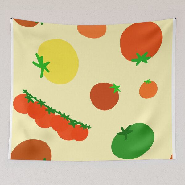 Item preview, Colorful Garden Tomatoes On Light Yellow Vanilla Off White Tan designed and sold by MBeesShop.