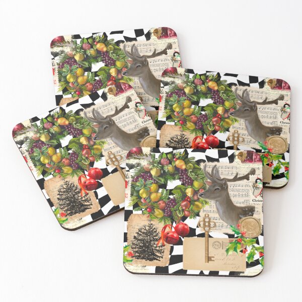 Item preview, Vintage Christmas Wreath Deer Collage designed and sold by missdebi27.