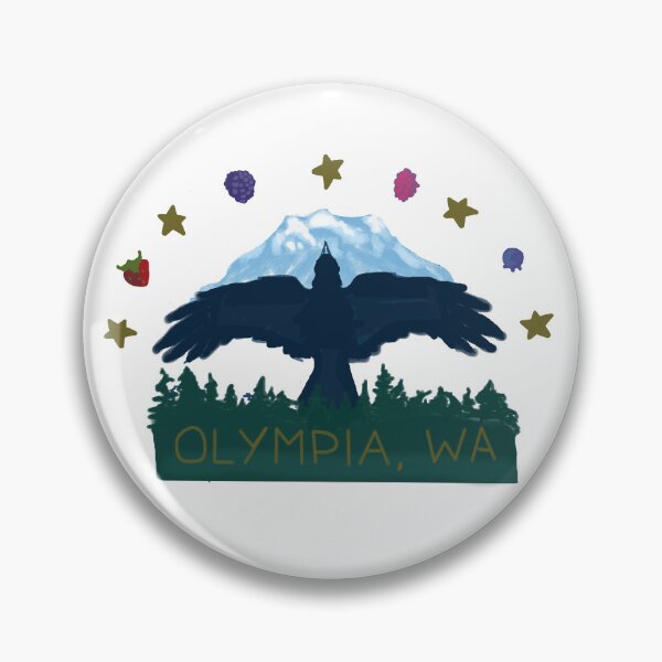 Item preview, Olympia Washington Crow with berries and Mt Rainier  designed and sold by abitofaromantic.