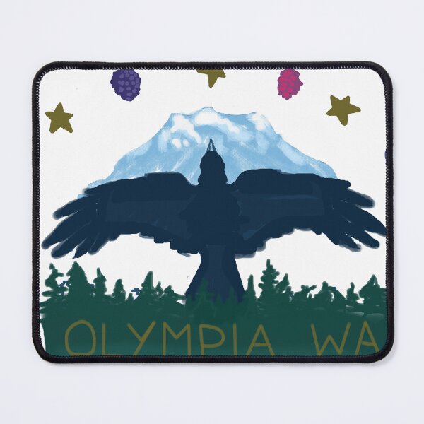 Item preview, Olympia Washington Crow with berries and Mt Rainier designed and sold by abitofaromantic.