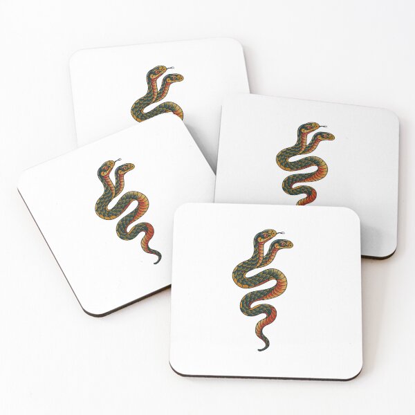 Item preview, Two-Headed Serpent | Neo-Traditional Tattoo Style Double-Headed Snake Vintage Tattoo Design designed and sold by 3x3x3am.