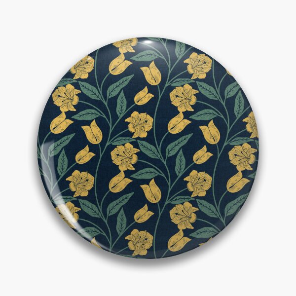 Item preview, Lily Whispers - Cottagecore Vine in Navy & Yellow designed and sold by kalaauniverse_art_studio.