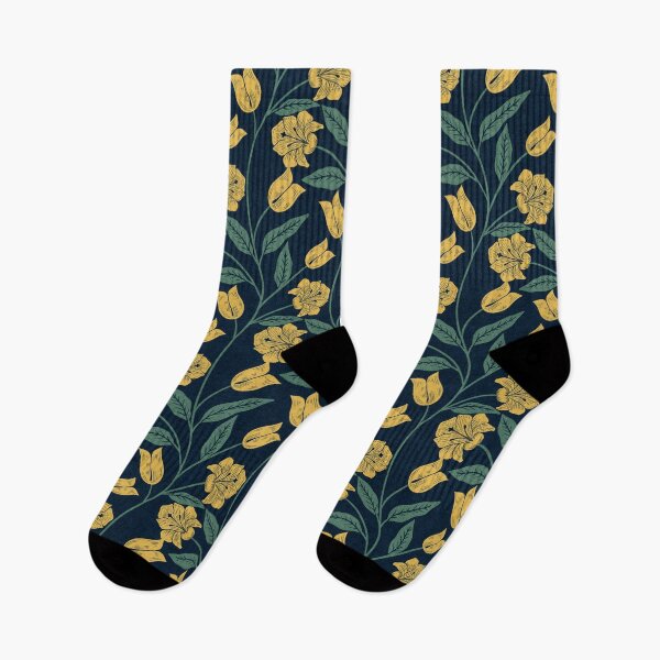 Item preview, Lily Whispers - Cottagecore Vine in Navy & Yellow designed and sold by kalaauniverse_art_studio.