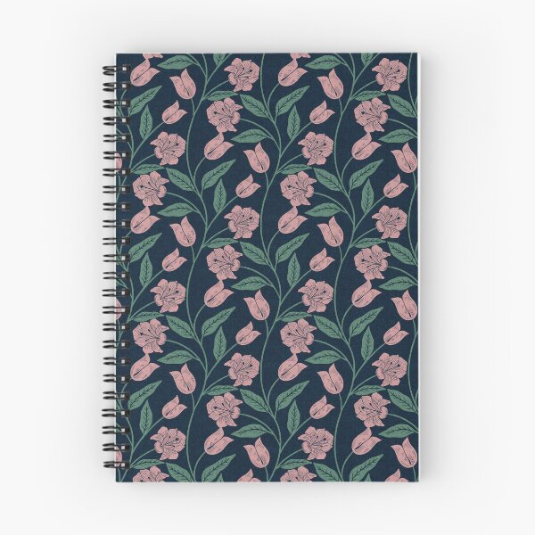 Item preview, Lily Whispers - Cottagecore Vine in Navy & Coral designed and sold by kalaauniverse_art_studio.