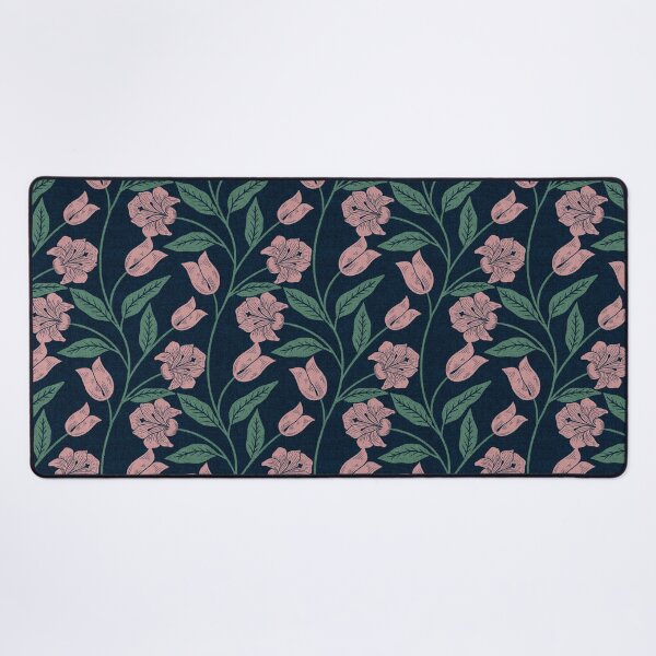Item preview, Lily Whispers - Cottagecore Vine in Navy & Coral designed and sold by kalaauniverse_art_studio.