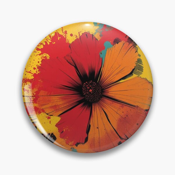 Item preview, Solar Bloom – Autumn Splatter Flower in Psychedelic Retro Colors designed and sold by Harmonic_Layers.