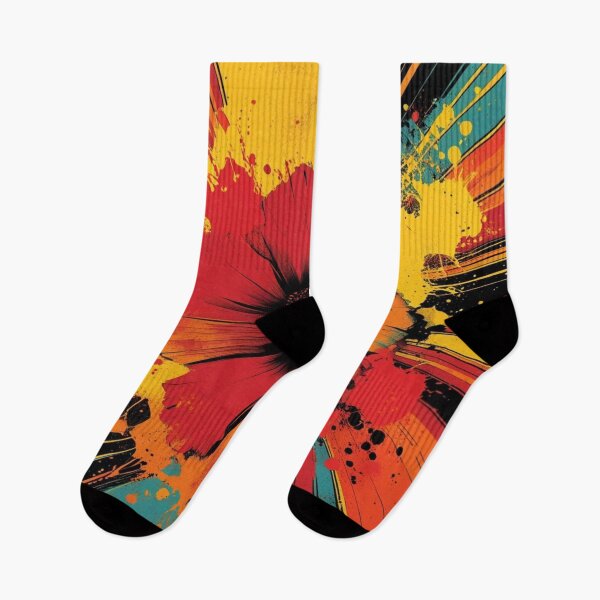 Item preview, Solar Bloom – Autumn Splatter Flower in Psychedelic Retro Colors designed and sold by Harmonic_Layers.