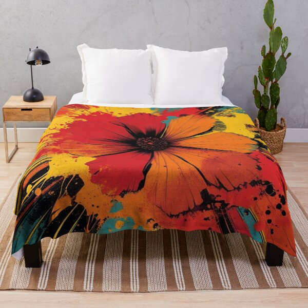 Item preview, Solar Bloom – Autumn Splatter Flower in Psychedelic Retro Colors designed and sold by Harmonic_Layers.