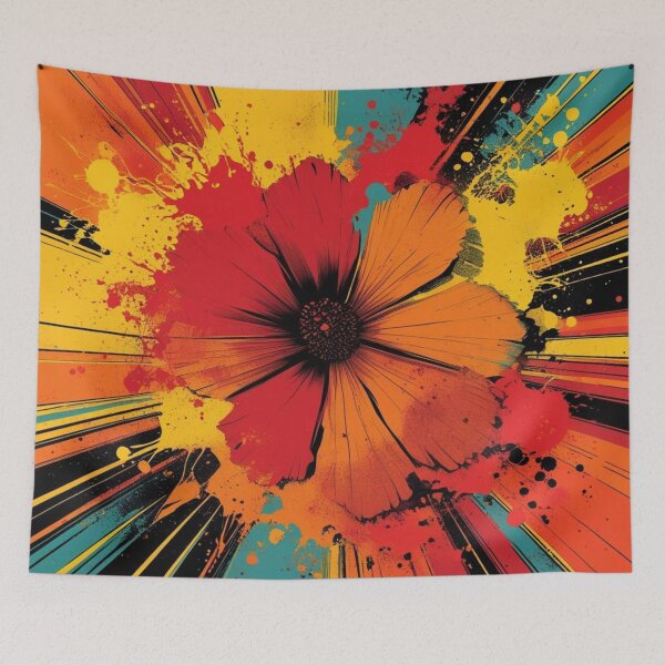 Item preview, Solar Bloom – Autumn Splatter Flower in Psychedelic Retro Colors designed and sold by Harmonic_Layers.