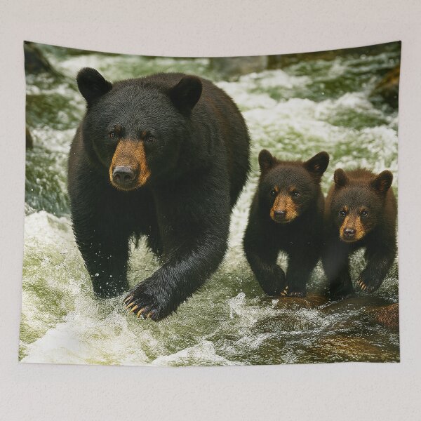 Item preview, River Crossing - Momma Bear and Cubs designed and sold by NaturePrints.