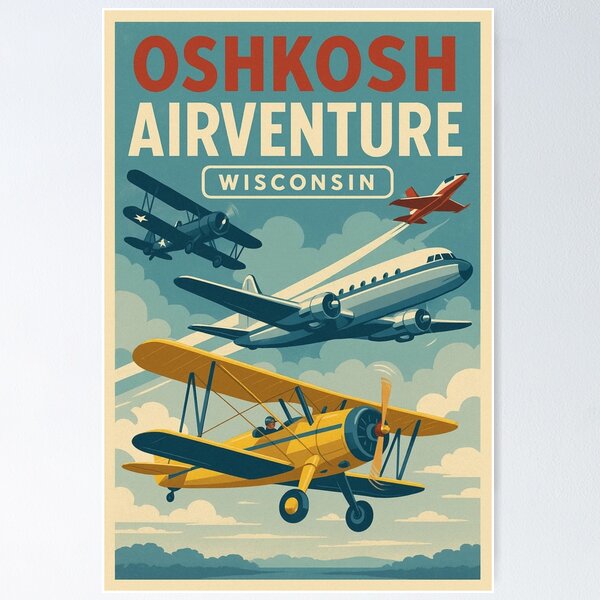 Item preview, EAA Oskkosh airventure poster and aviation gifts designed and sold by PilotandPlane.