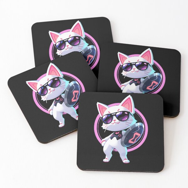 Item preview, Cyberpunk Neon 3D Chibi Cat with Shield designed and sold by Mood-Natural.