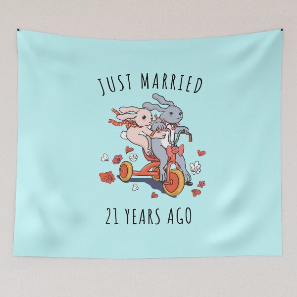 Item preview, Just Married 21 Years Ago - 21st Anniversary Couple Bunnies Tee, Phone Cases And Other Gifts designed and sold by MemWear.