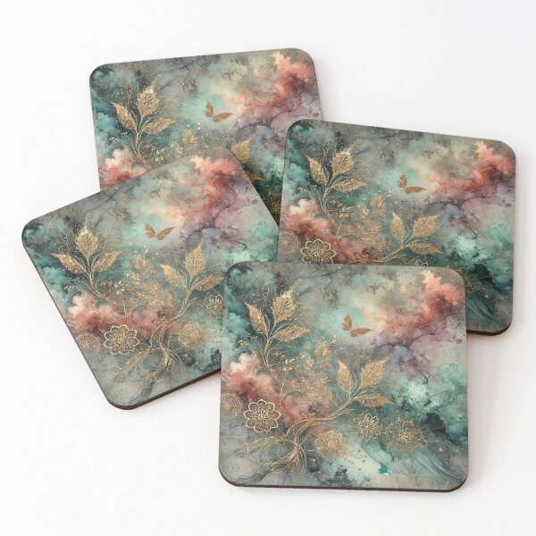 Item preview, Celestial Garden in Verdigris Bloom Abstract Art Collection designed and sold by Dream Bloom Gallery.